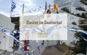 A Greek church with flags during easter period