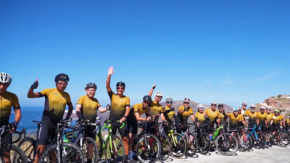 cycling team in tourist activity by Golden Ibex Santorini