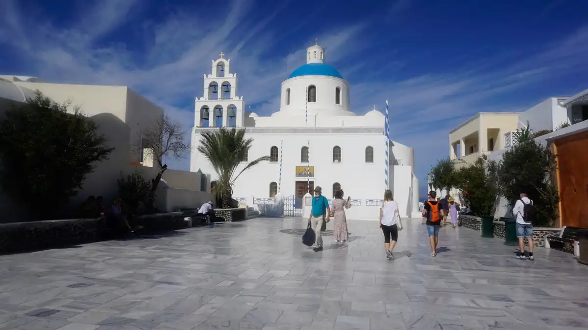 traditional church in town of santorini