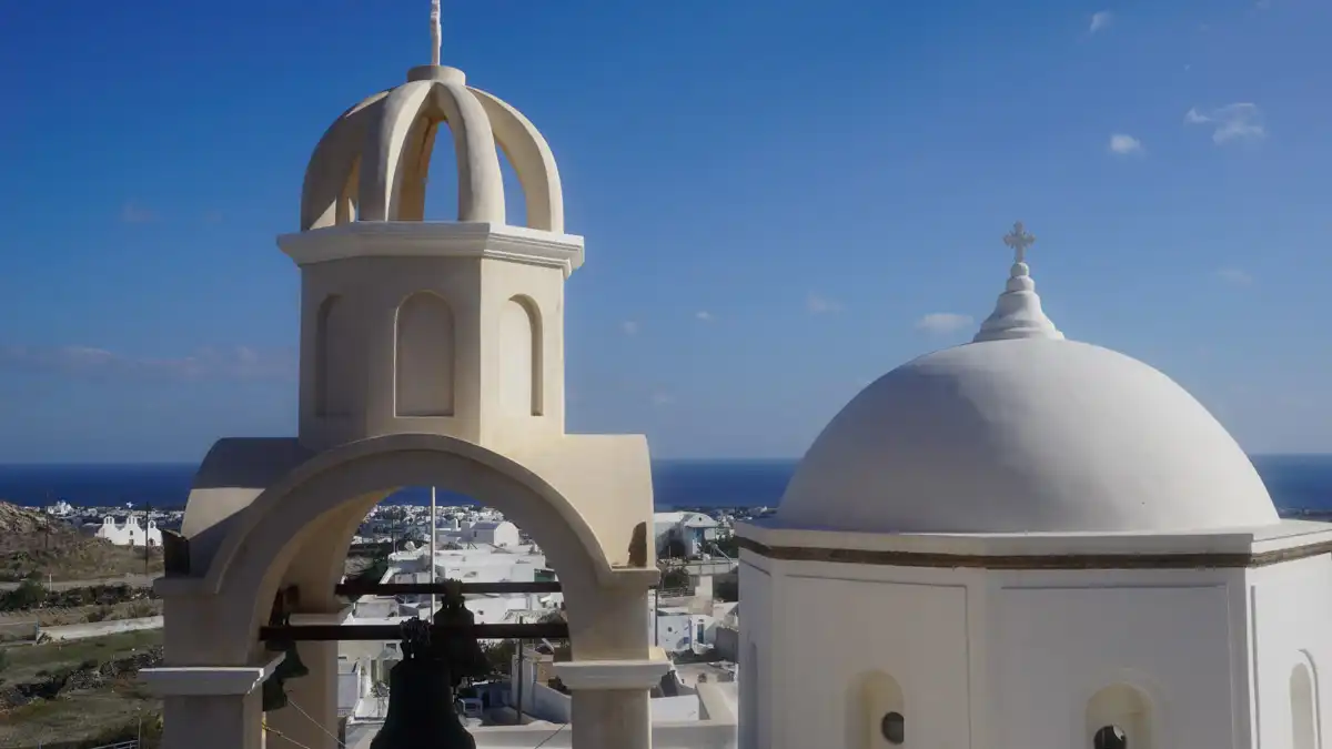traditional church in a village of santorini